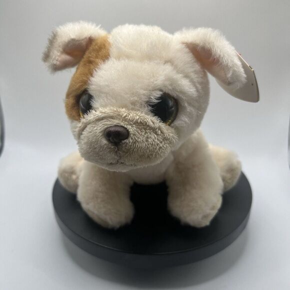 Ty Beanie Babies Houghie Bulldog Dog Plush Pug Puppy Tan Brown Spot 6" Velvety - Picture 1 of 5